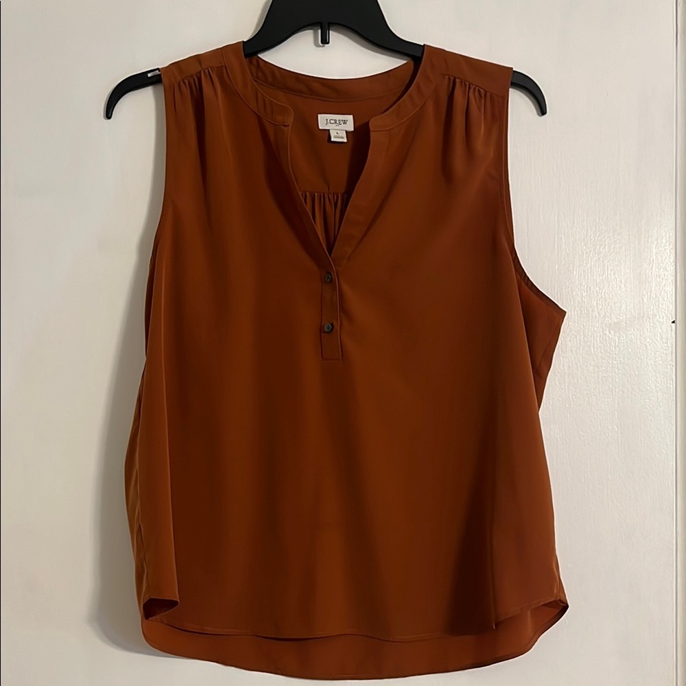 J. Crew Vneck Popover Sleeveless Mandarin Collar Blouse
